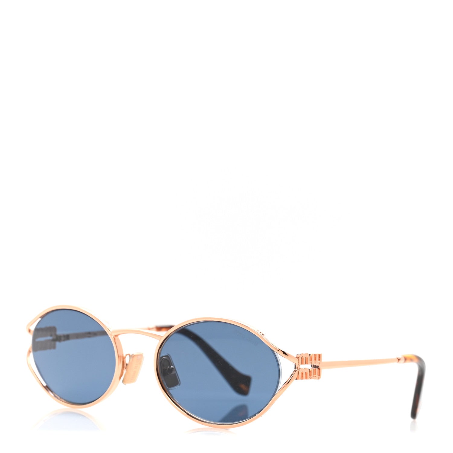 Miu Miu Metal Oval Sunglasses SMU52Y Black Rose Gold 1 of 9