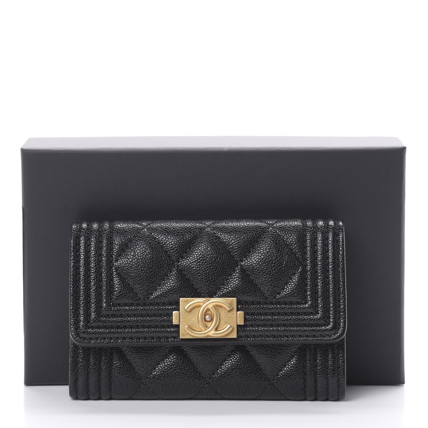Chanel Caviar Quilted Boy Flap Card Holder Black 9 of 9