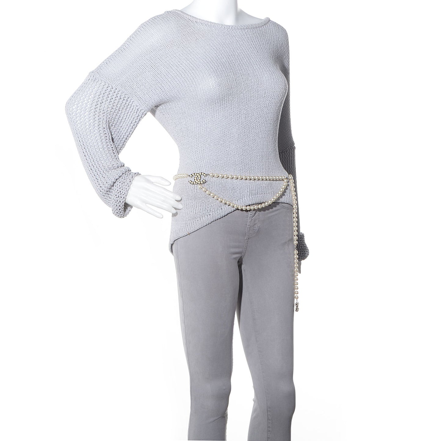 Pearl CC Double Strand Belt Silver