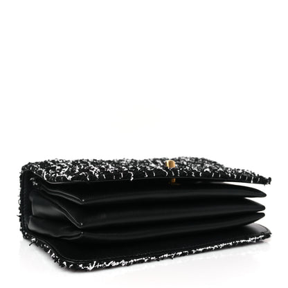 Chanel Tweed Lambskin Quilted Top Handle Flap Black White 4 of 10