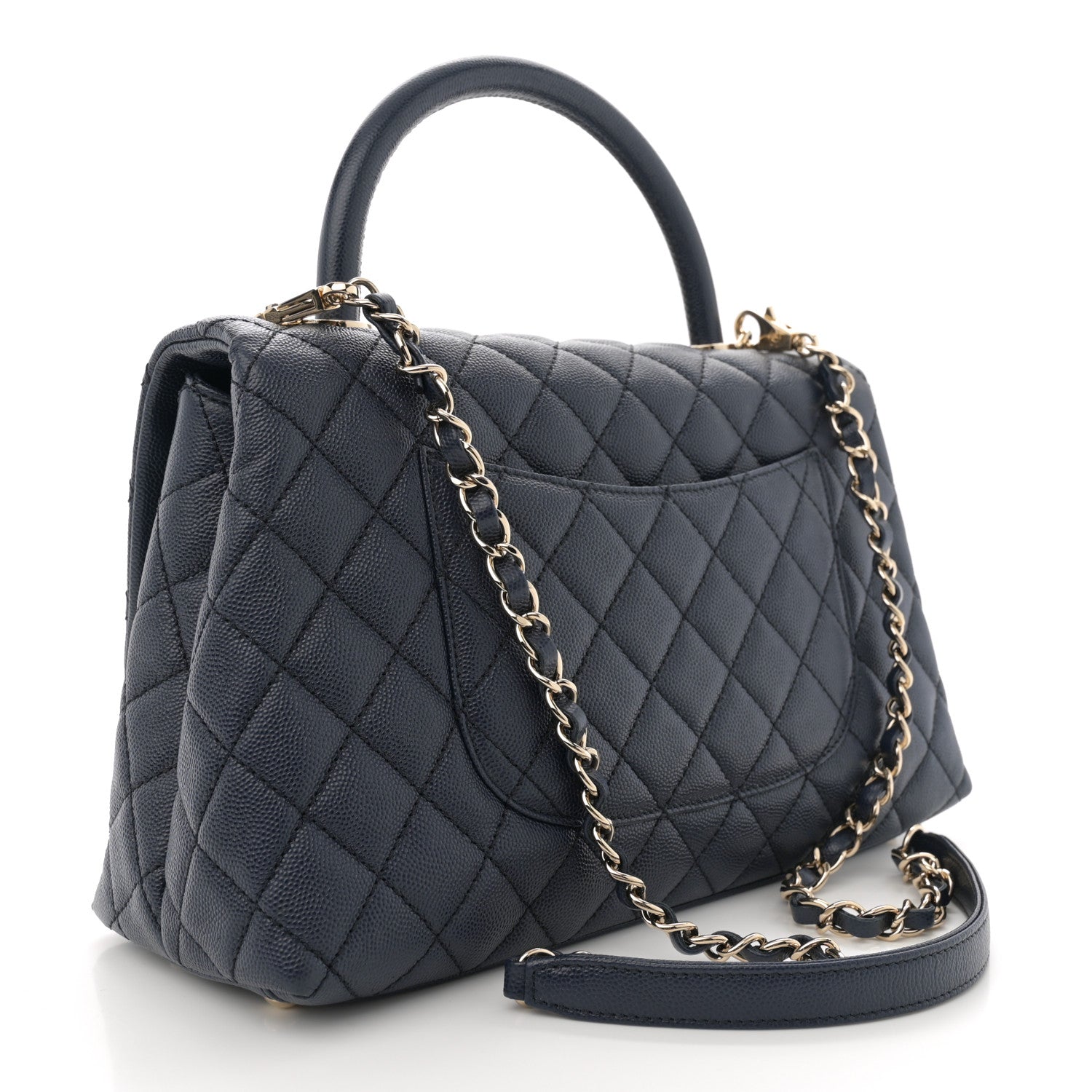 Chanel Caviar Quilted Small Coco Handle Flap Navy 3 of 10