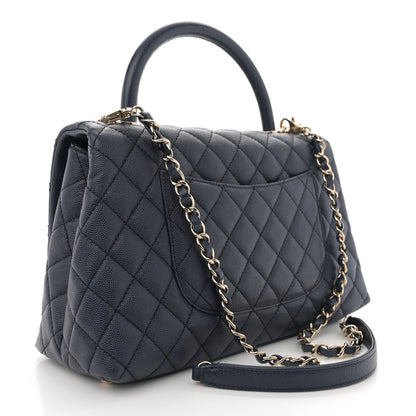 Chanel Caviar Quilted Small Coco Handle Flap Navy 3 of 10