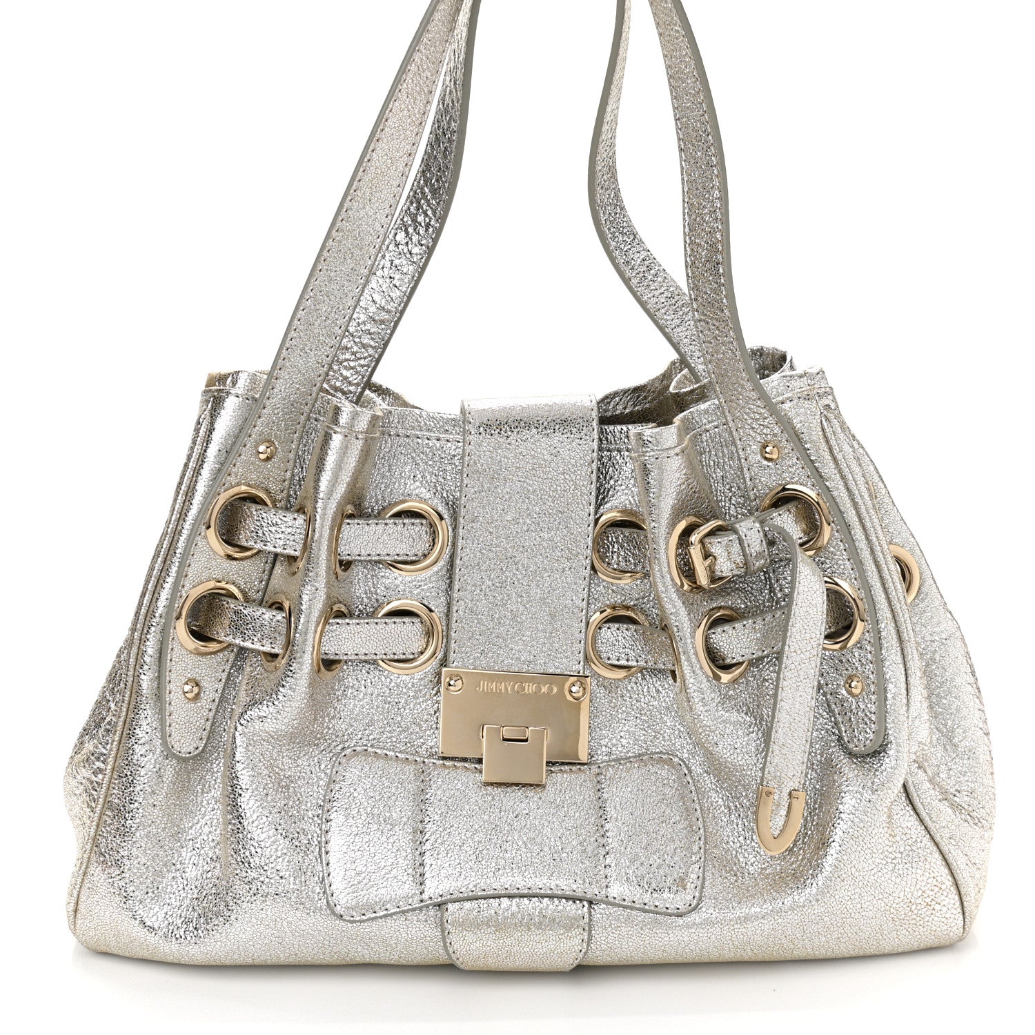 Jimmy Choo Metallic Calfskin Riki Bag Silver 7 of 11