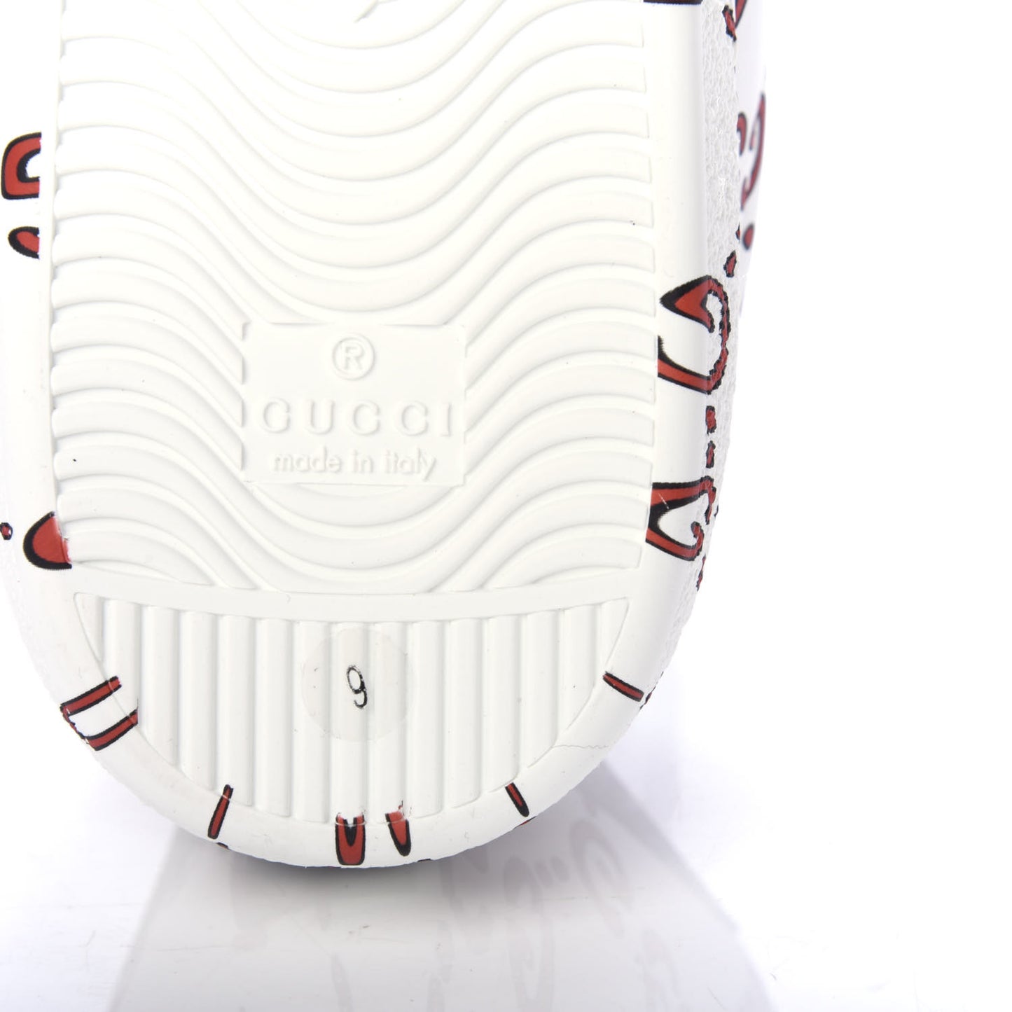 Calfskin GucciGhost Print Mens Ace Sneakers 9 White Hibiscus Red