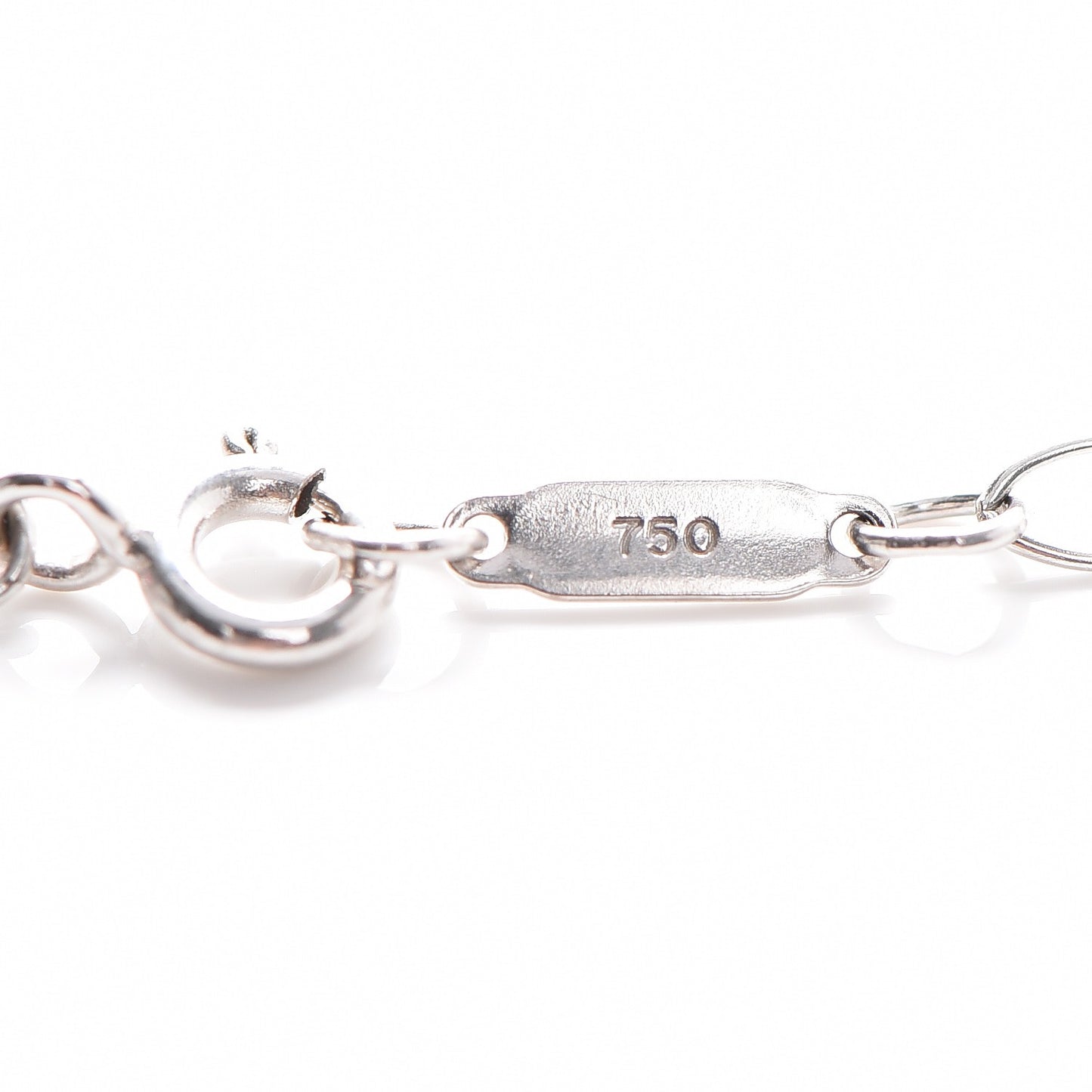 18K White Gold Diamond Mini Heart Key Charm Pendant Link Necklace