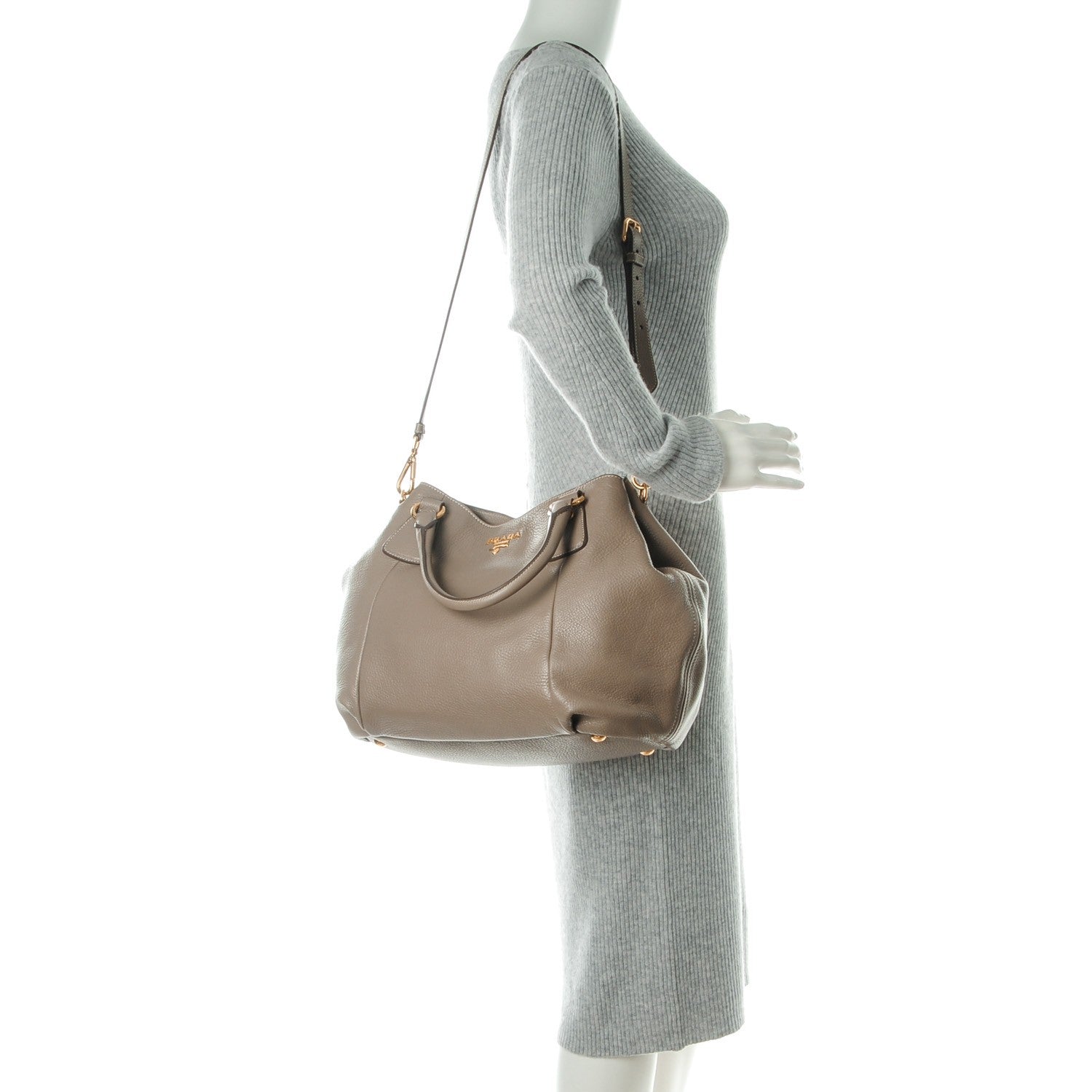 Prada Vitello Daino Tote Argilla 2 of 9