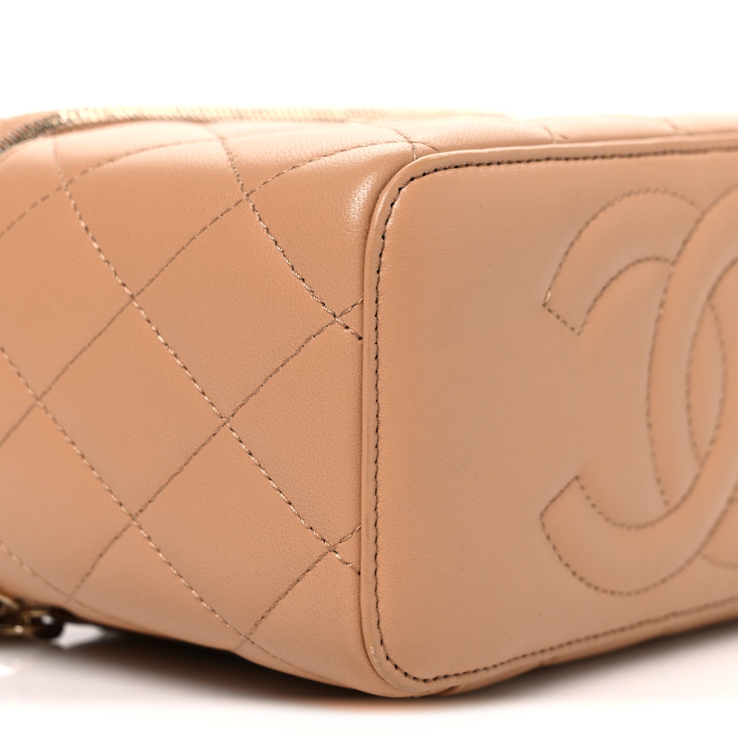 Chanel Lambskin Quilted Small Top Handle Vanity Case With Chain Beige 9 of 9