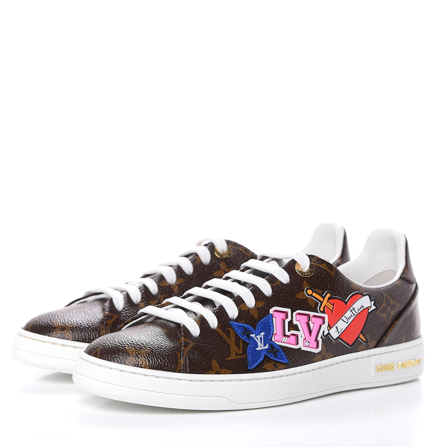 Louis Vuitton Calfskin Monogram LV Black Heart Sneakers 37.5 Cacao 3 of 8