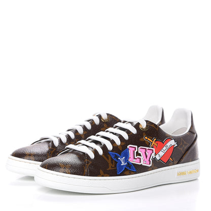 Louis Vuitton Calfskin Monogram LV Black Heart Sneakers 37.5 Cacao 3 of 8
