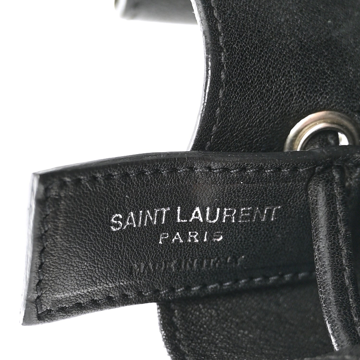 Saint Laurent Calfskin Fringe Monogram Mini Bourse Bucket Bag Black 6 of 11