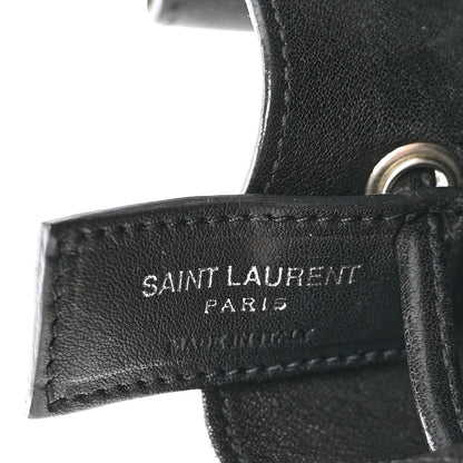 Saint Laurent Calfskin Fringe Monogram Mini Bourse Bucket Bag Black 6 of 11