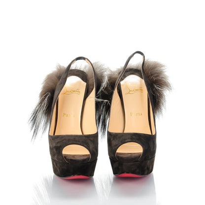 Christian Louboutin Suede Royal Fox Lady Fur 150 Pumps 39.5 Africa Argente 2 of 6