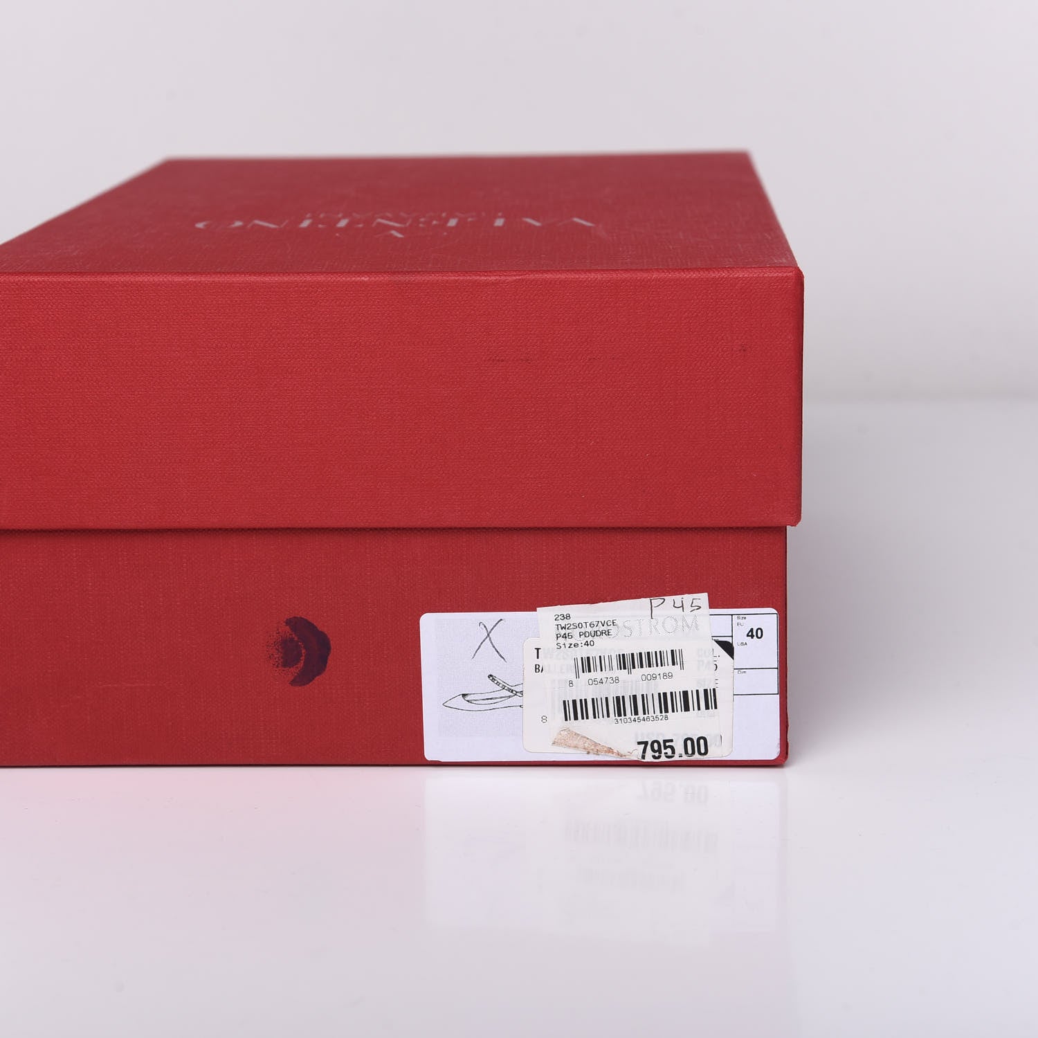 Valentino Garavani Pebbled Calfskin Rockstud Ankle Strap Ballerina Flats 40 Poudre 9 of 11