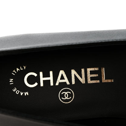 Chanel Calfskin Grosgrain Cap Toe CC Moccasin Loafers 37 Black 8 of 10