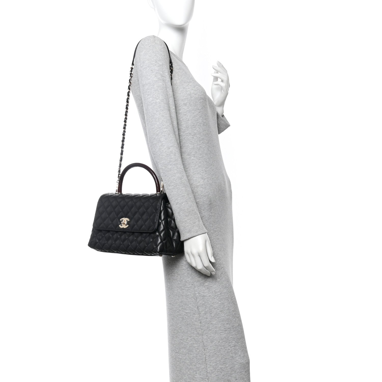 Chanel Caviar Lizard Embossed Quilted Small Coco Handle Flap Black 2 of 13