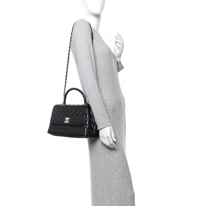 Chanel Caviar Lizard Embossed Quilted Small Coco Handle Flap Black 2 of 13