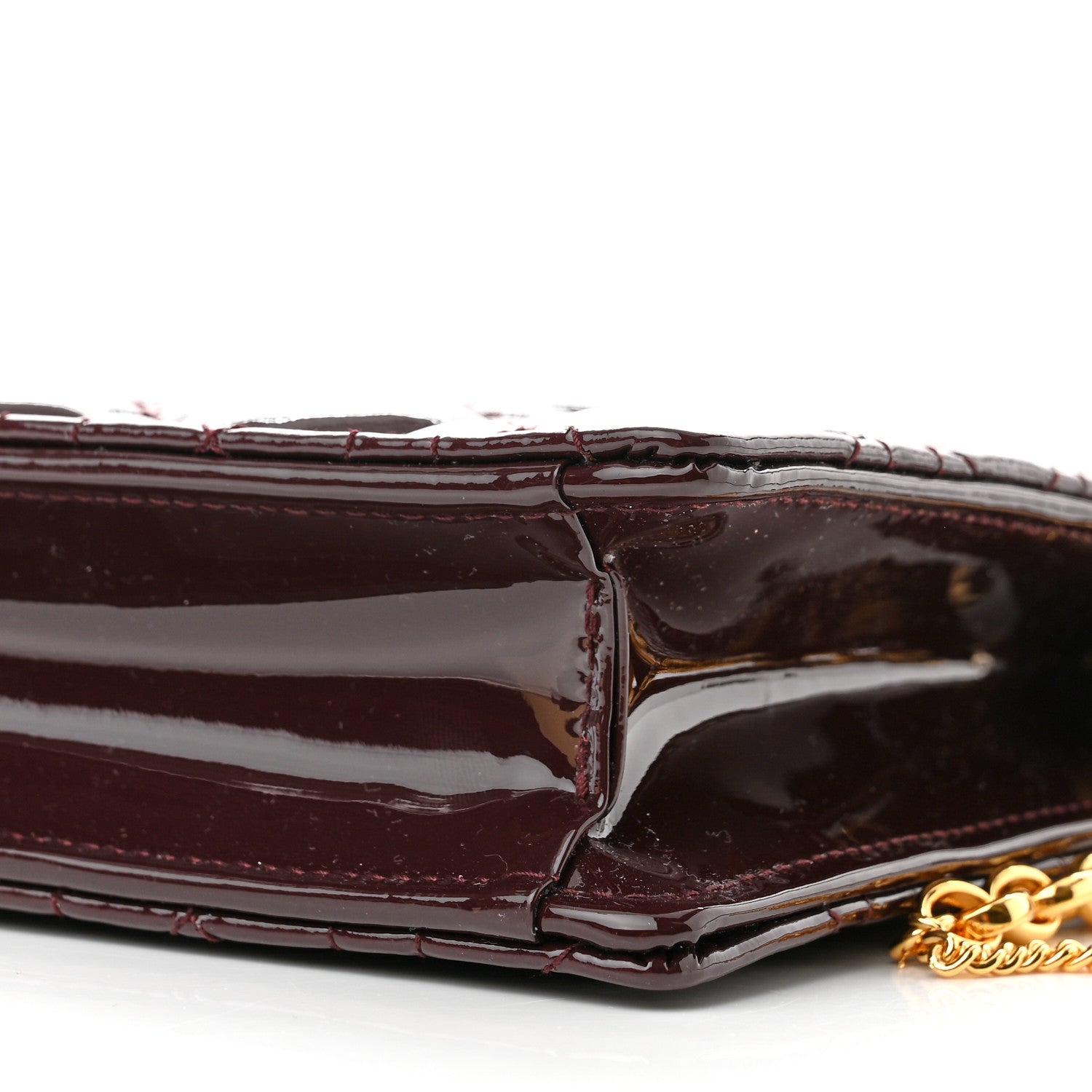 Christian Dior Patent Cannage Caro Zipped Pouch With Chain Amaranth 11 of 12