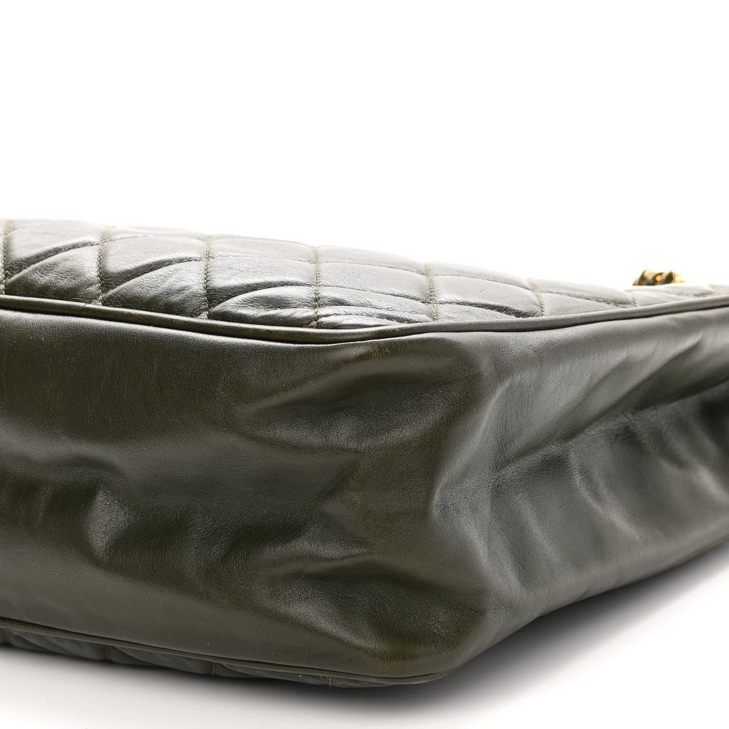 Lambskin Quilted Shopping Tote Green