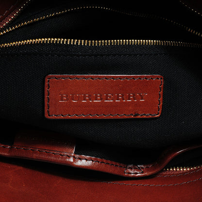Burberry House Check Bridle Calfskin Small Dutton Hobo Dark Tan 8 of 11
