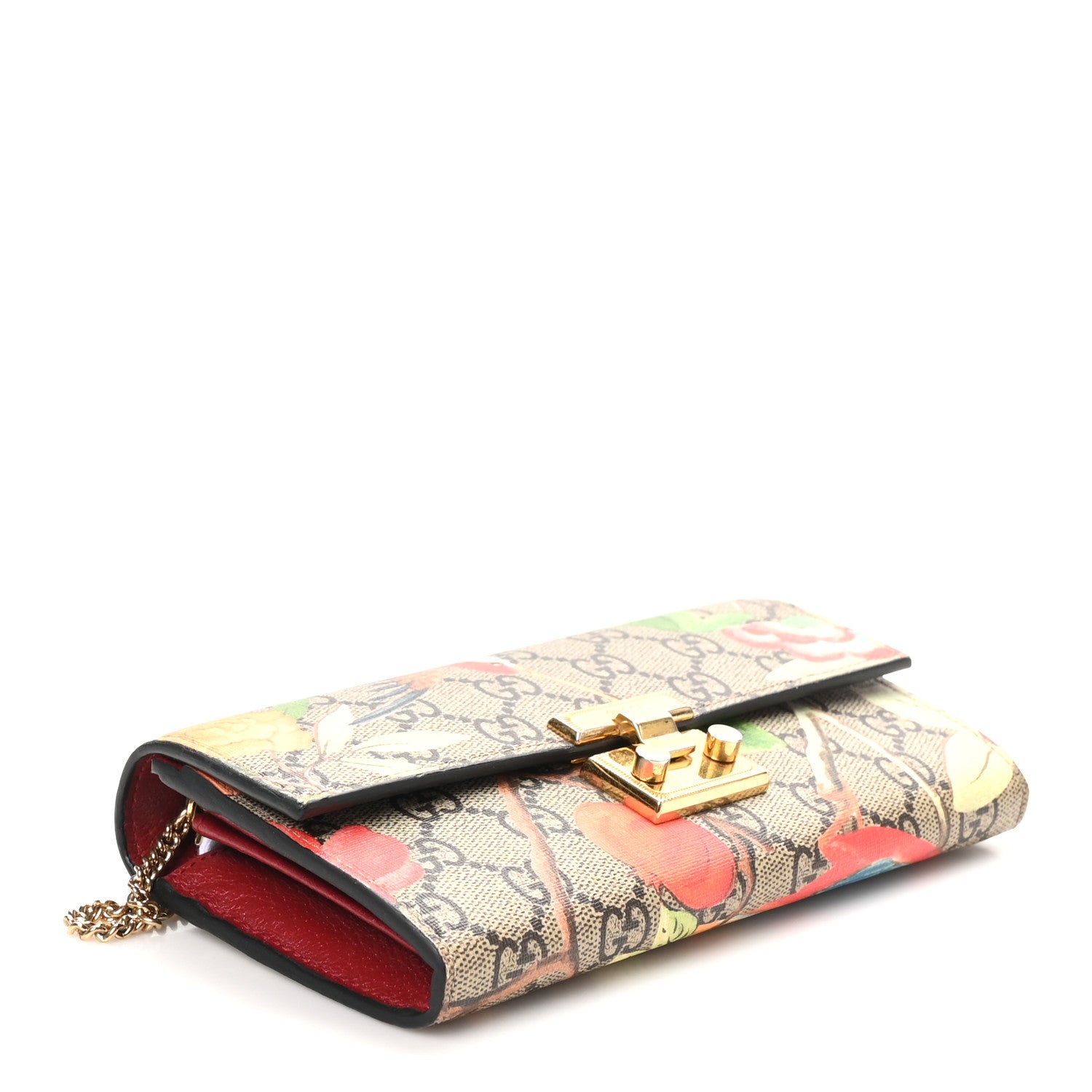 Gucci GG Supreme Monogram Tian Padlock Continental Chain Wallet Beige Multicolor 4 of 11
