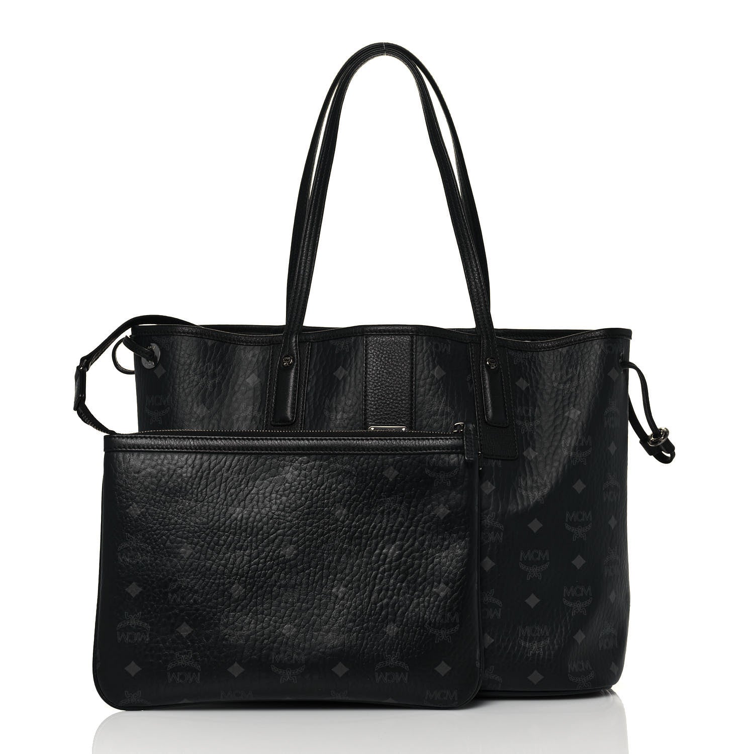 MCM Visetos Medium Liz Reversible Shopper Tote Black 3 of 20