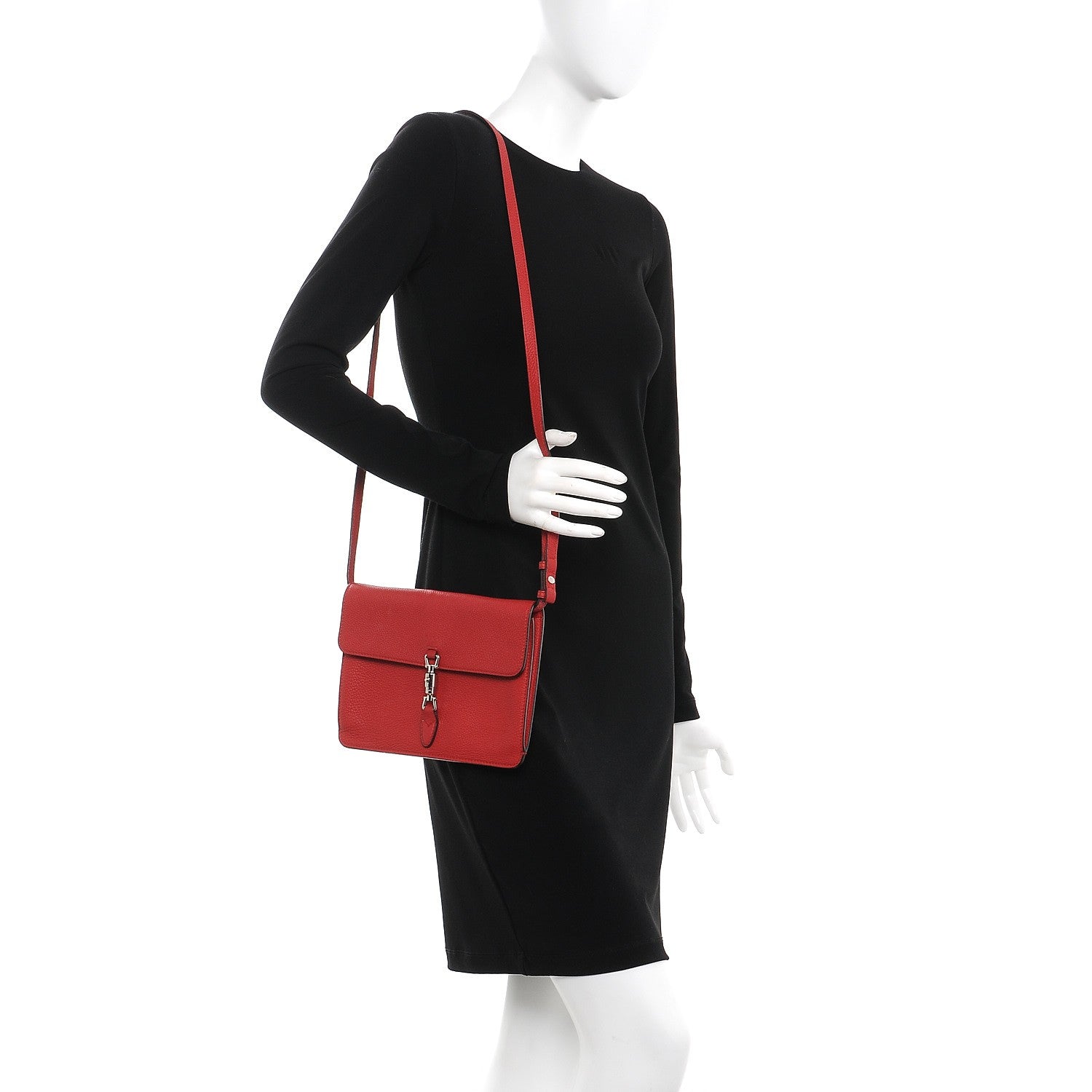 Gucci Grand Prix Calfskin Jackie Convertible Shoulder Bag Hibiscus Red 2 of 11