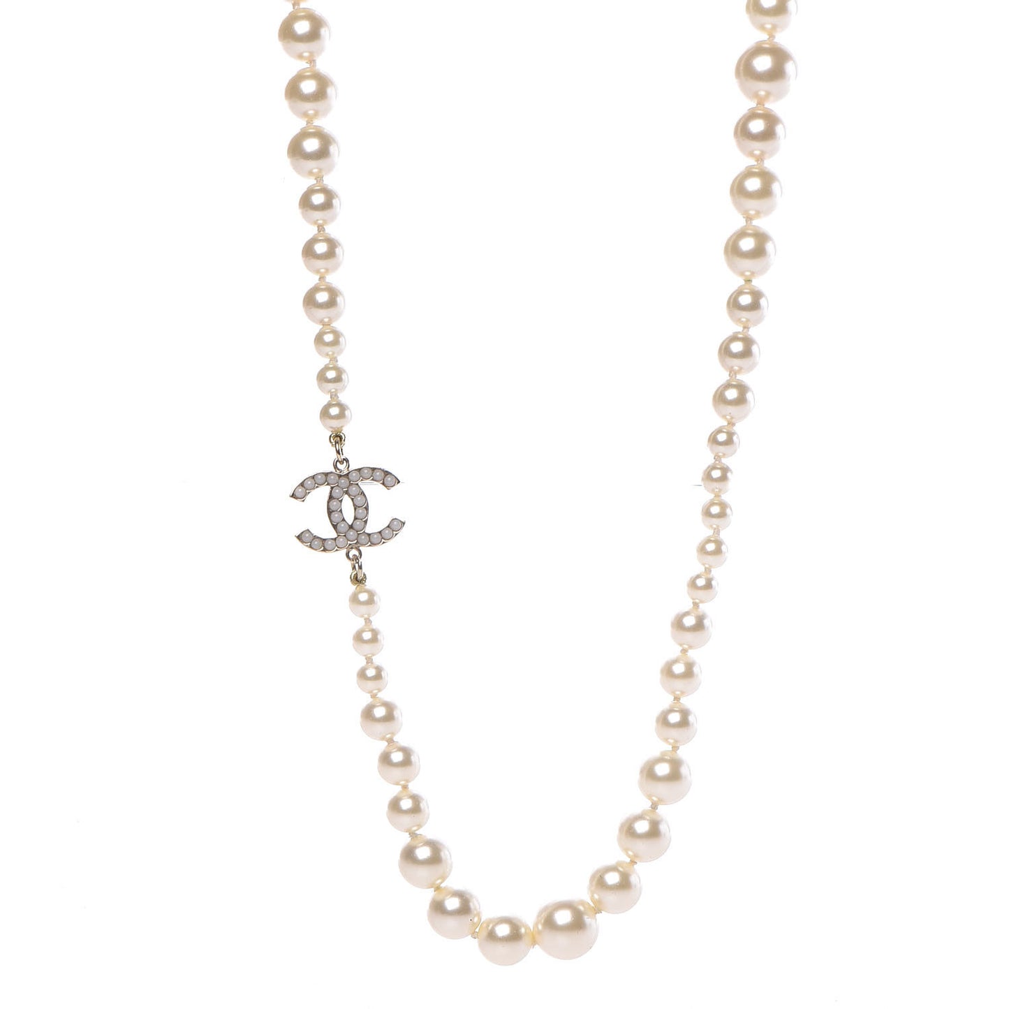 Pearl CC Long Necklace Gold