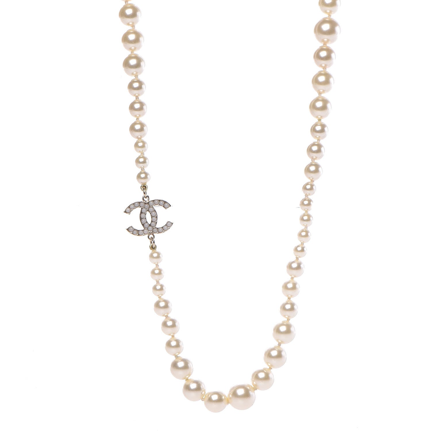 Chanel Pearl CC Long Necklace Gold 1 of 6