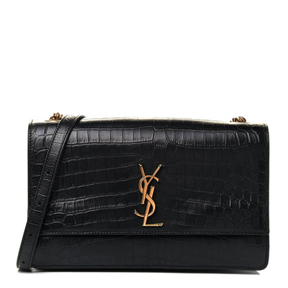 Saint Laurent Calfskin Crocodile Embossed Monogram Medium Sunset Black 1 of 4