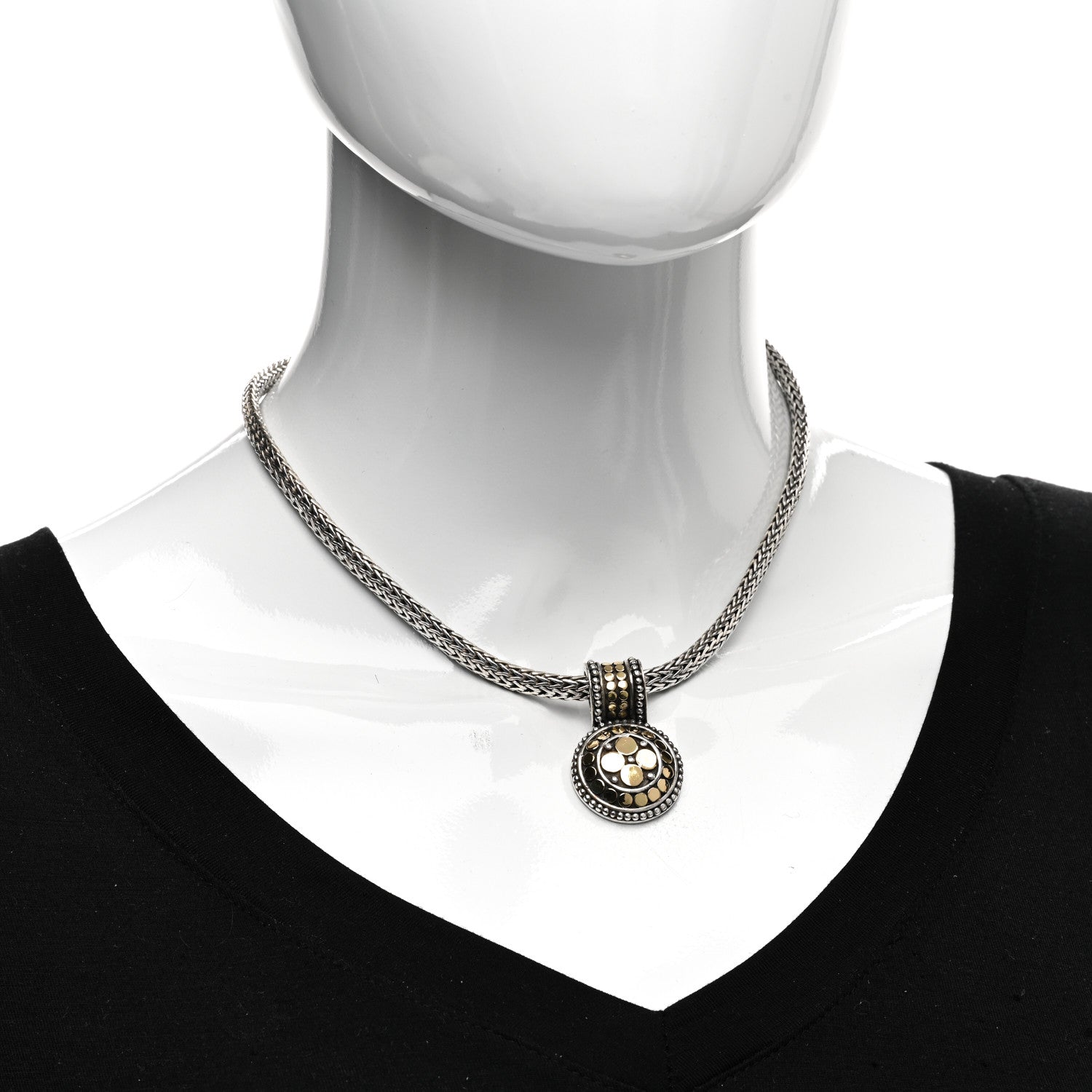 John Hardy Sterling Silver 18K Yellow Gold Dot Pendant Necklace 2 of 4