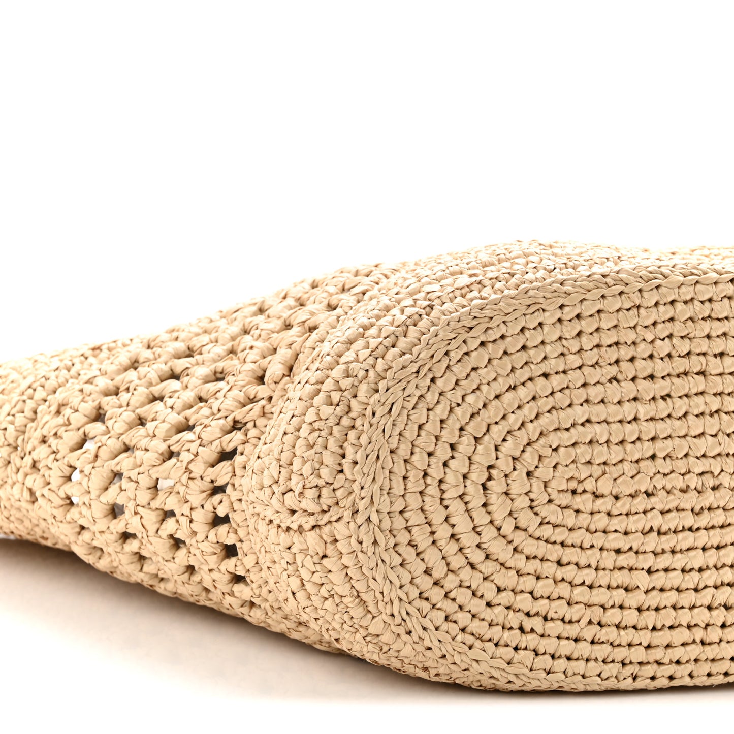 Raffia Calfskin Cut Out Large Tote Natural