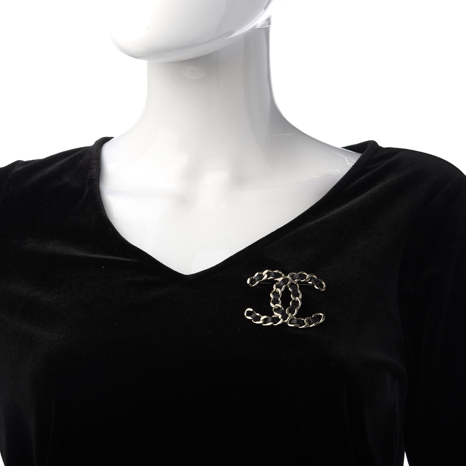 Chanel Lambskin Chain CC Brooch Black Gold 2 of 5
