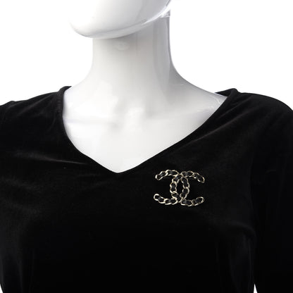 Chanel Lambskin Chain CC Brooch Black Gold 2 of 5