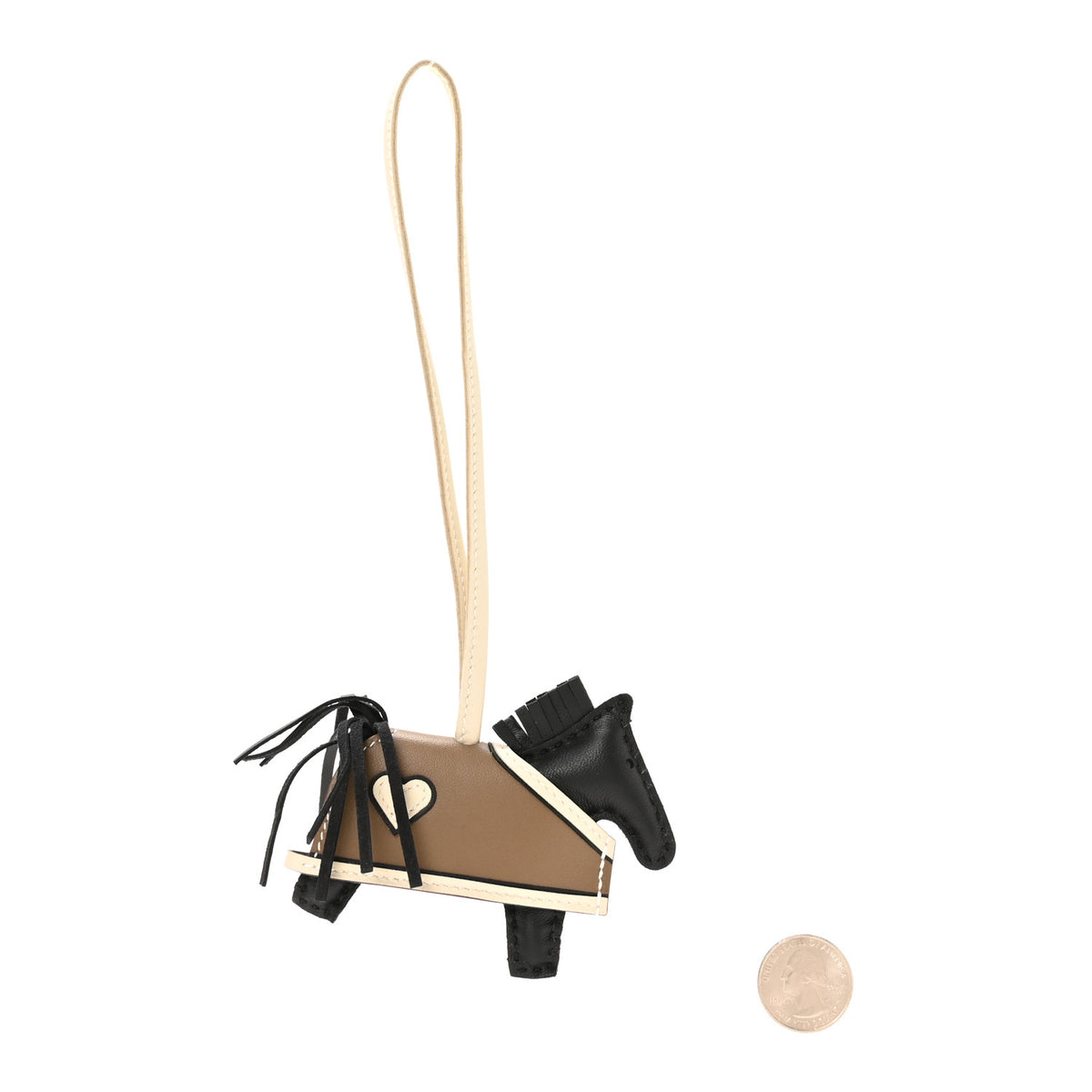 Milo Lambskin Grigri Rodeo Robeo Coeur Bag Charm PM Black Craie Etoupe