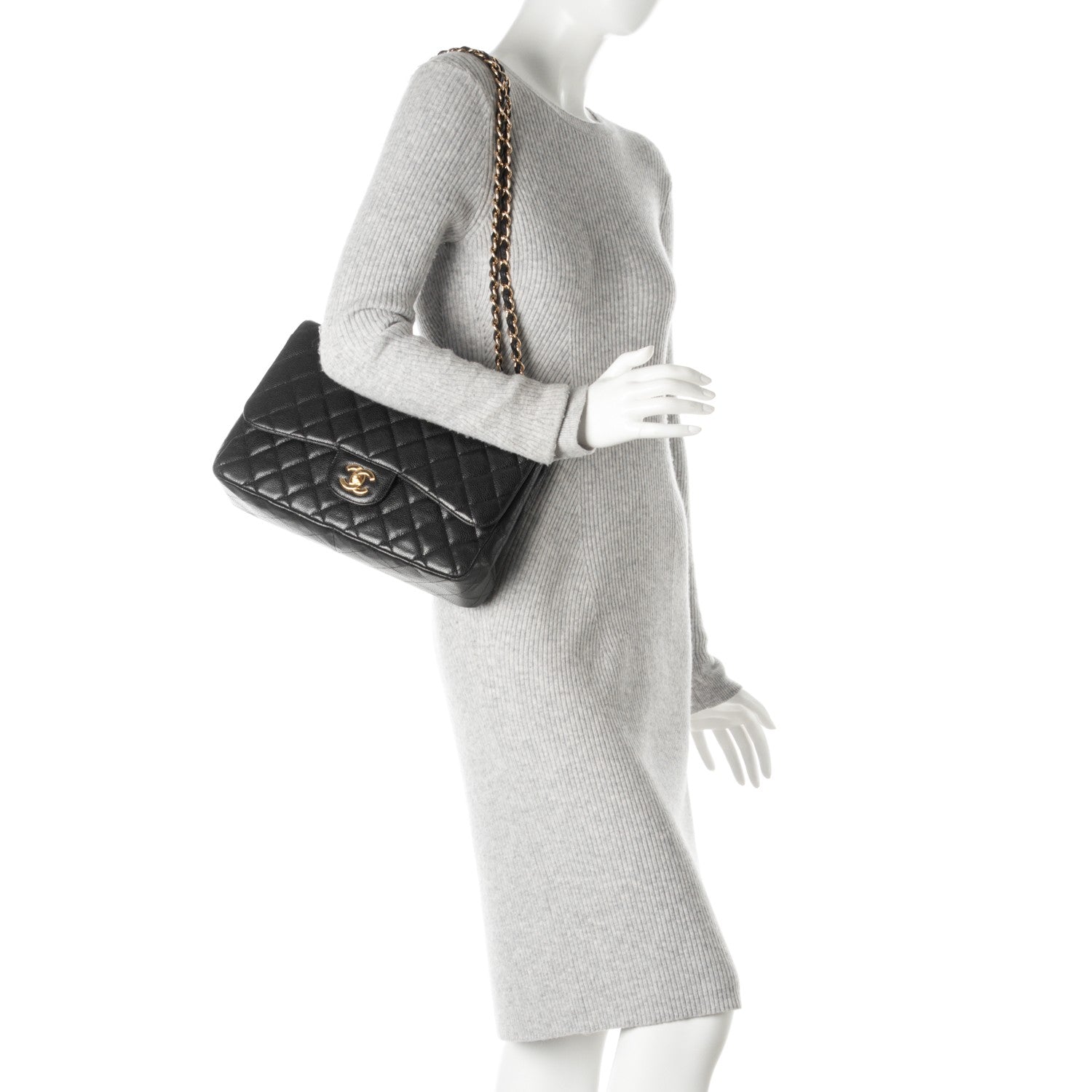 Chanel Caviar Quilted Jumbo Single Flap Black 2 of 8