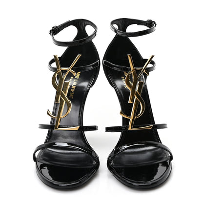 Saint Laurent Patent Cassandra 100 Ankle Strap Sandals 38 Black 3 of 9