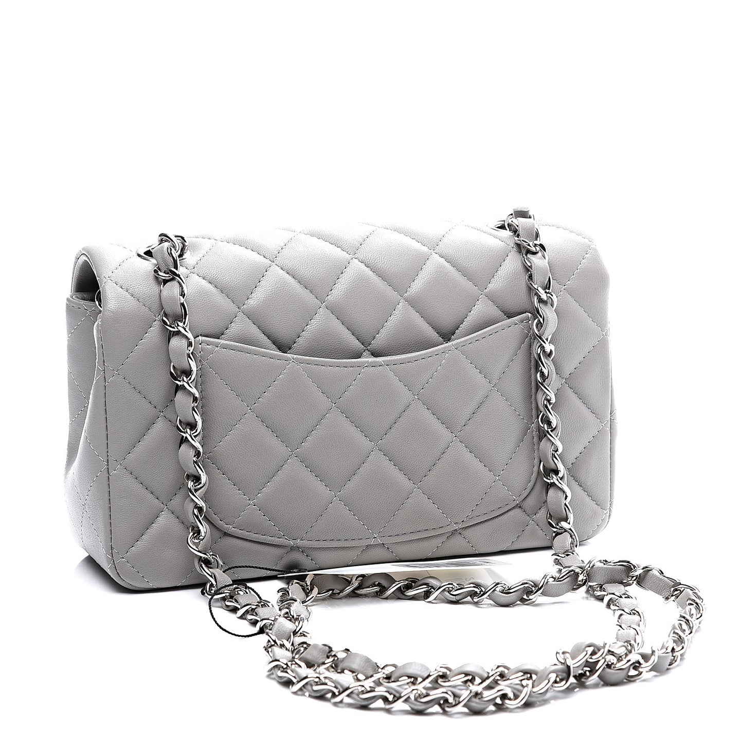 Lambskin Quilted Mini Rectangular Flap Grey
