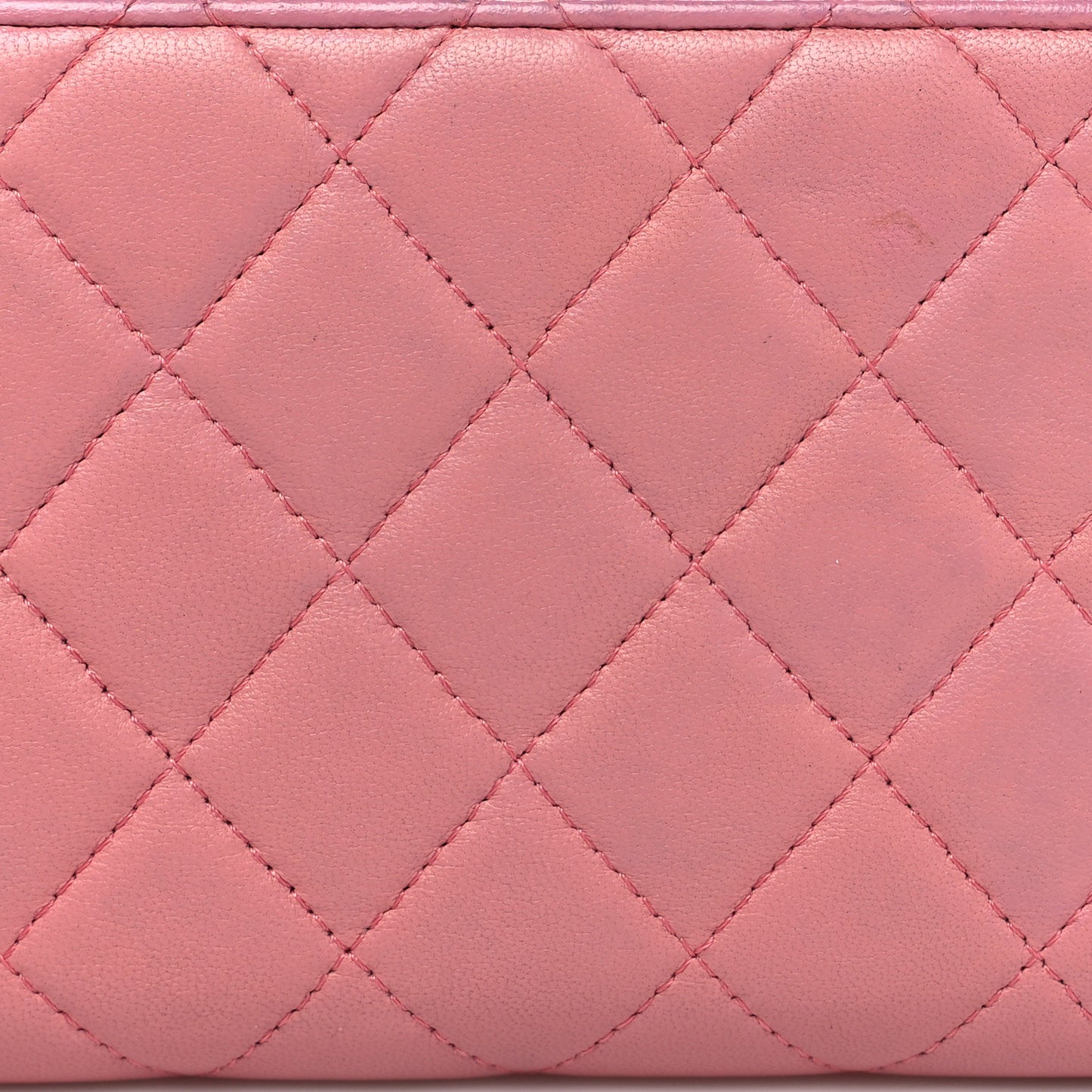 Lambskin Quilted Large Gusset Zip Around Wallet Pink