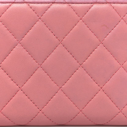 Chanel Lambskin Quilted Large Gusset Zip Around Wallet Pink 13 of 13