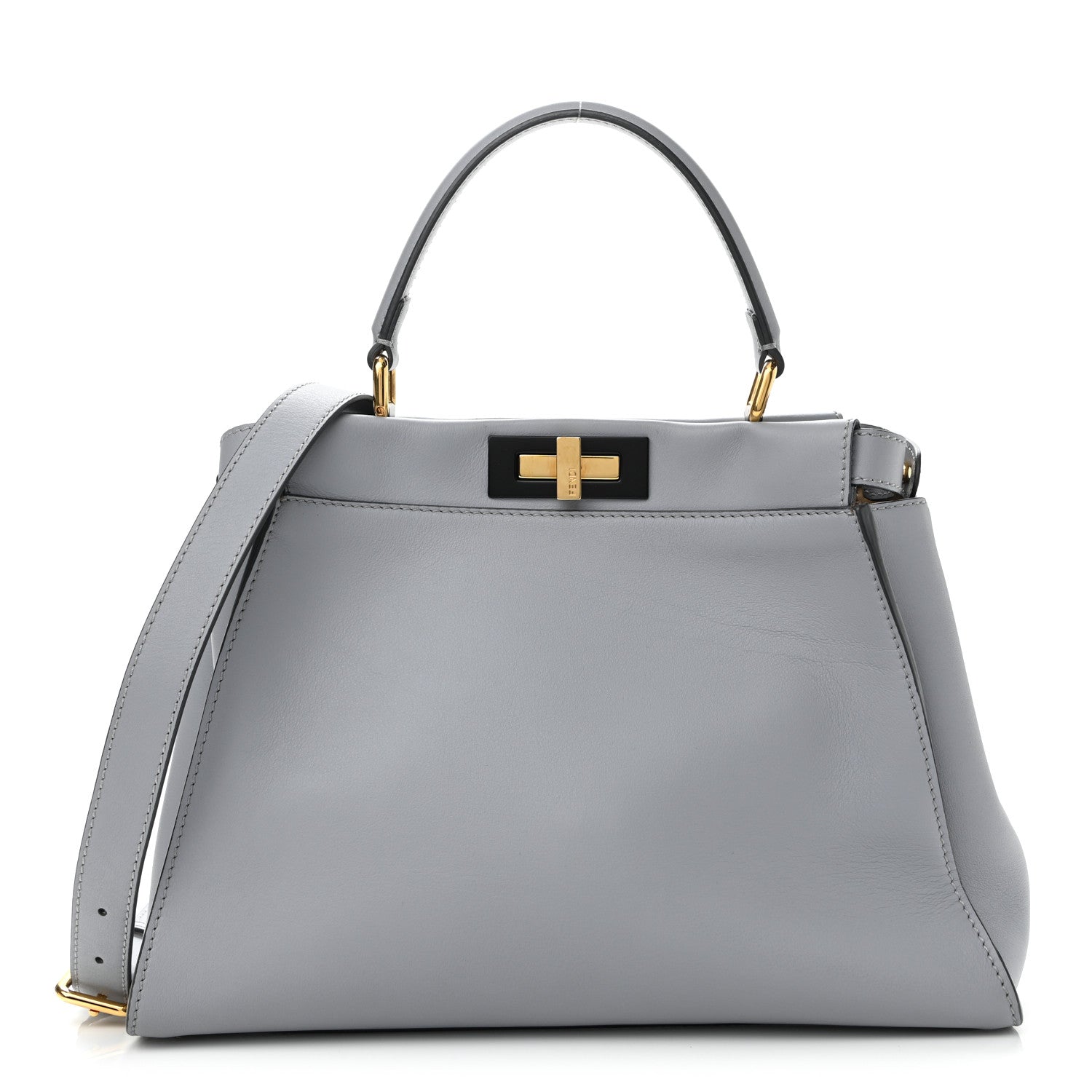 Fendi Vitello Seta Shiny Nappa Medium Peekaboo Iconic Satchel Ardesia Amido 1 of 11