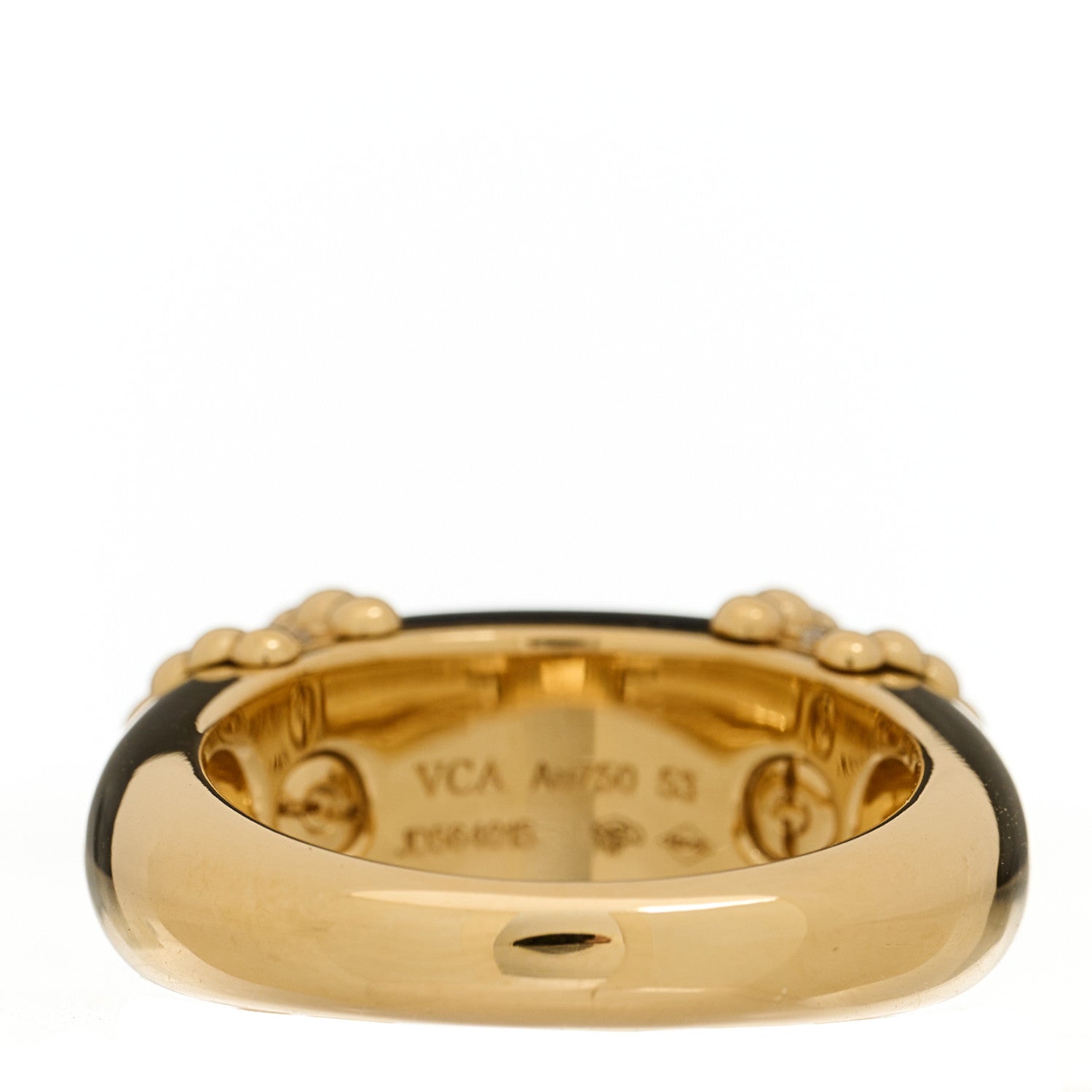 Van Cleef & Arpels 18K Yellow Gold Diamond Black Onyx Perlee Couleurs Ring 53 6.5 4 of 6