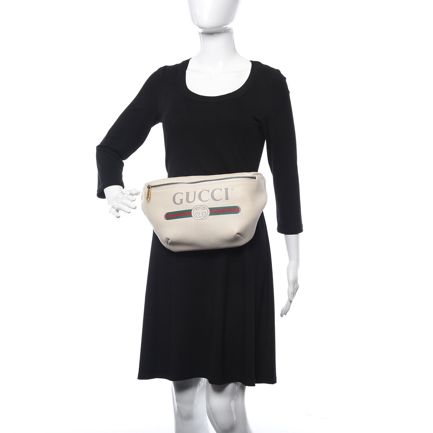 Grained Calfskin Logo Belt Bag White