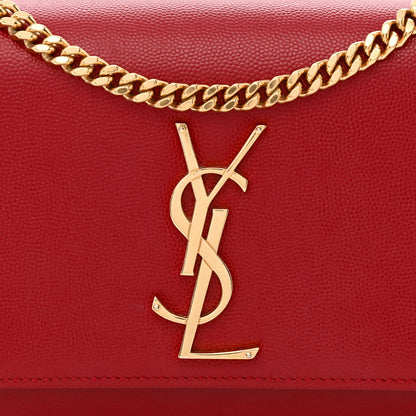 Saint Laurent Grain De Poudre Small Monogram Kate Satchel Red 8 of 10