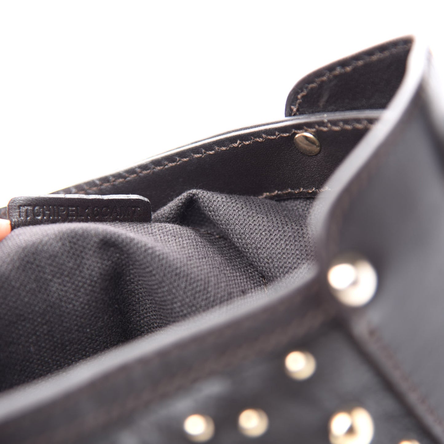 Calfskin Hackford Studded Hobo Brown