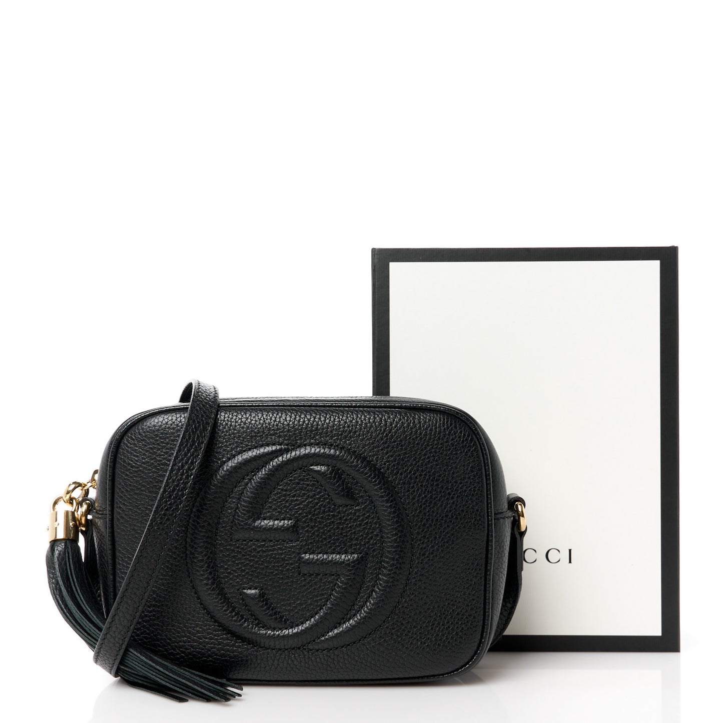 Pebbled Calfskin Small Soho Disco Bag Black