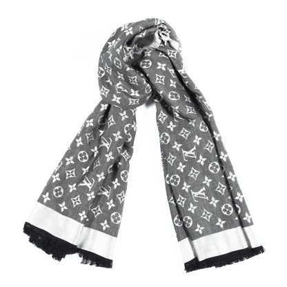 Louis Vuitton Silk Wool Monogram Denim Shawl Black 1 of 4