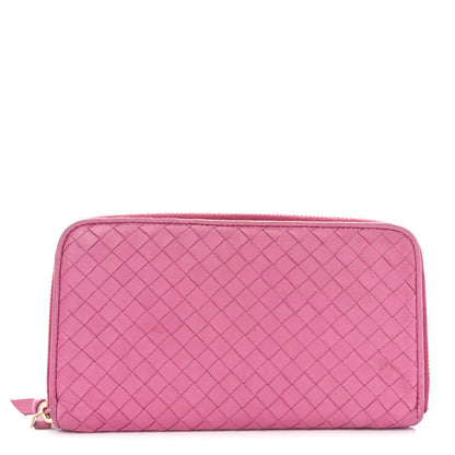 Bottega Veneta Nappa Intrecciato Zip Around Wallet Rosa Shock 1 of 8