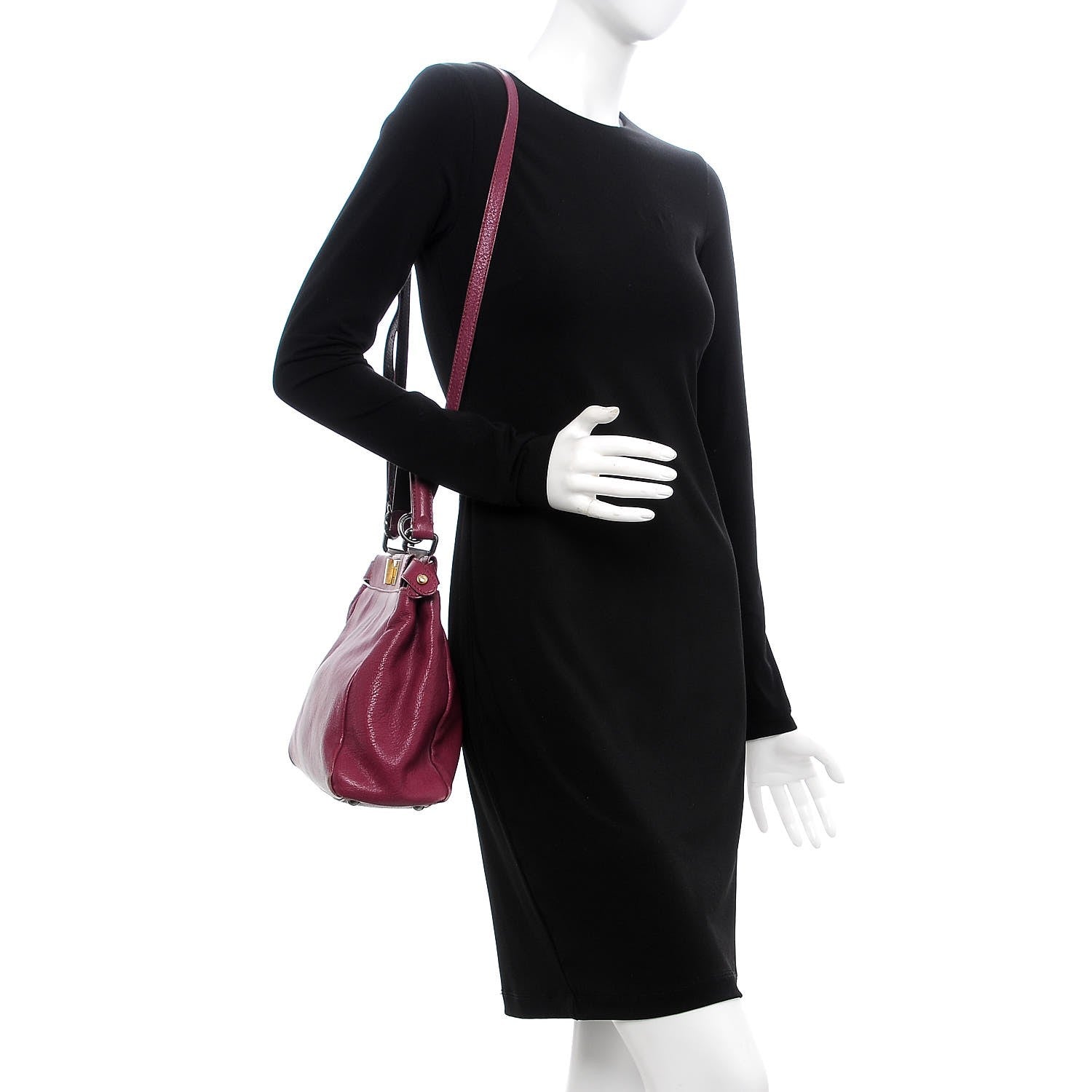 Fendi Goatskin Zucca Medium Peekaboo Iconic Satchel Ciclamino Tobacco Moro 2 of 16