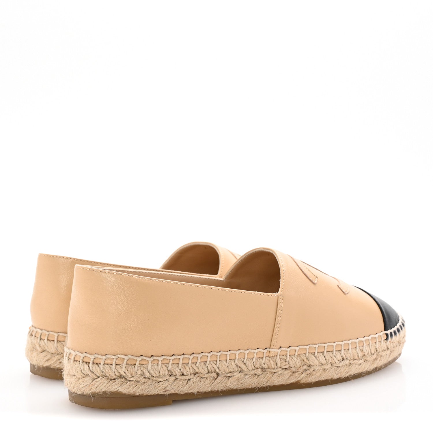 Chanel Lambskin CC Espadrilles 40 Beige Black 5 of 10