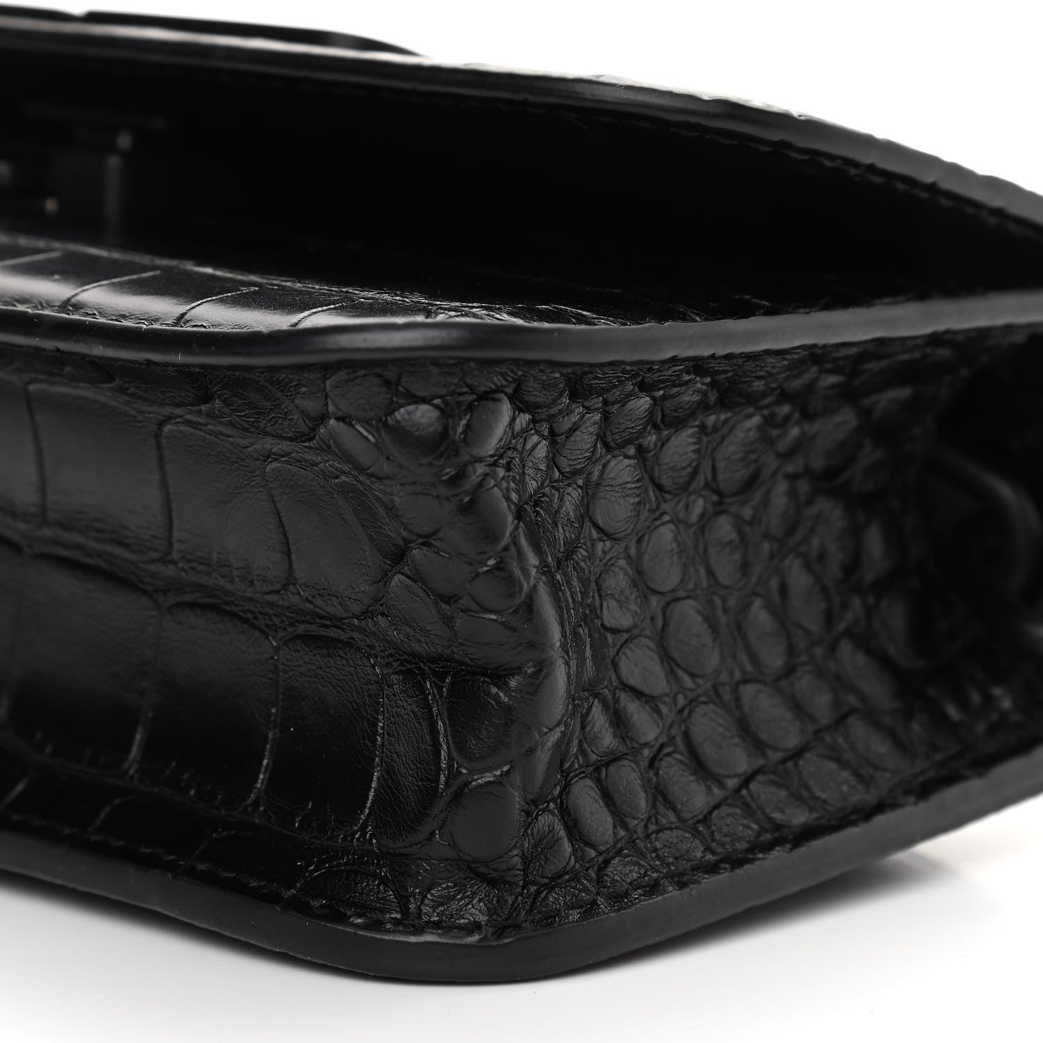 Balenciaga Extra Supple Calfskin Monochrome Crocodile Embossed Gossip Chain Bag XS Black 9 of 9